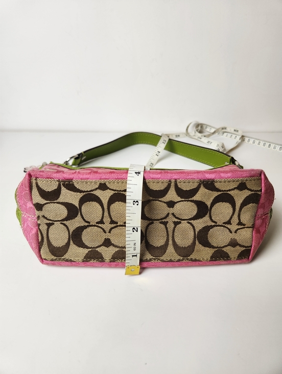 RARE Vtg Coach Mini Bleecker Pink Green Patchwork Bag F14725 + Flower Charm - Picture 13 of 16